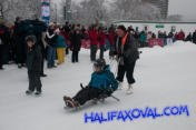 Sonja Weilcart-Whitehead being pushed by her mom Lindy.